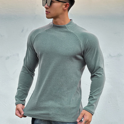 插肩德绒男士长袖打底衫