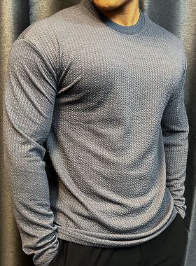 秋季男士健身衣服潮流休闲运动长袖宽松透气速干T恤训练打底上衣