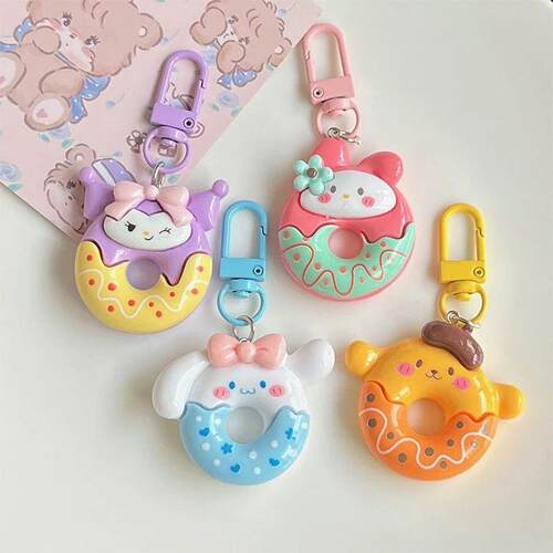 1Pc Anime Sanrio Figure Donut Keychain Kuromi Melody Hello