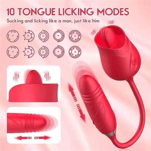 Three in one vibrating tongue lick retractable jump egg for