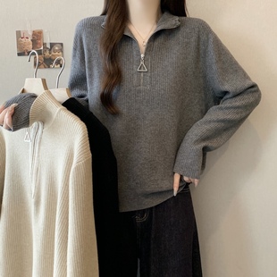 毛衣女胖mm宽松遮肉内搭显瘦上衣打底 针织衫 实拍大码 秋冬遮肚长袖