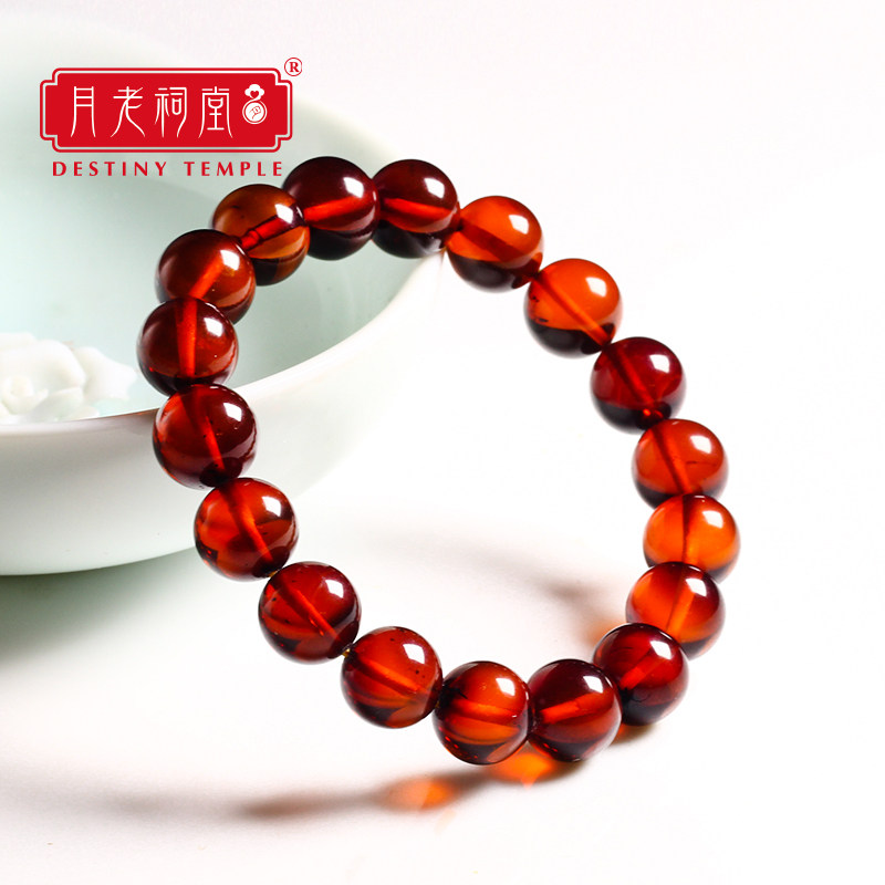 月老祠堂天然血珀手链女琥珀蜜蜡手串波罗的手饰时尚饰品