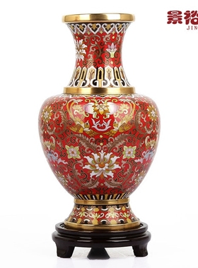 景泰蓝花瓶掐丝珐琅送领导大寿桃