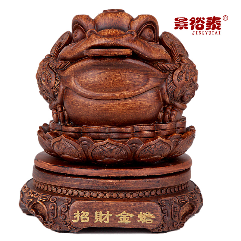 特小号仿木雕金蟾摆件招财三足蟾蜍吉祥物办公桌家居风水吉祥摆件