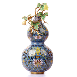 景泰蓝铜葫芦花瓶中式家居客厅装饰品乔迁会议礼品祝寿生日礼物