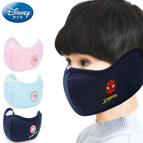 Дисней, зимняя детская медицинская маска для мальчиков, хлопковые демисезонные утепленные наушники