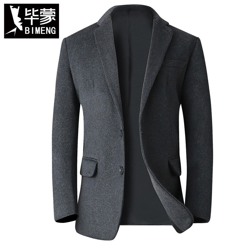 加肥加大码西服男士商务休闲宽松外套羊毛冬季毛呢大衣肥胖潮上身