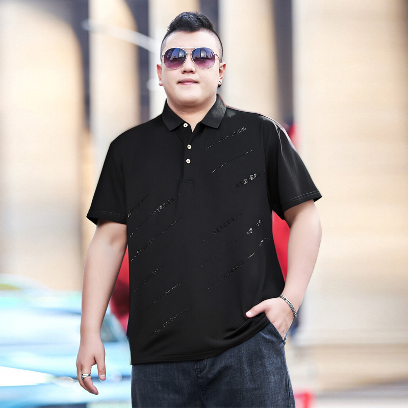 夏季新款加肥加大码短袖翻领t恤