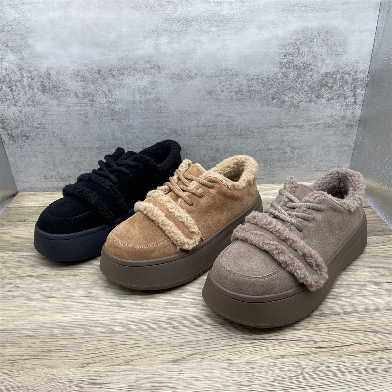 魔术贴真皮毛毛鞋复古加绒保暖