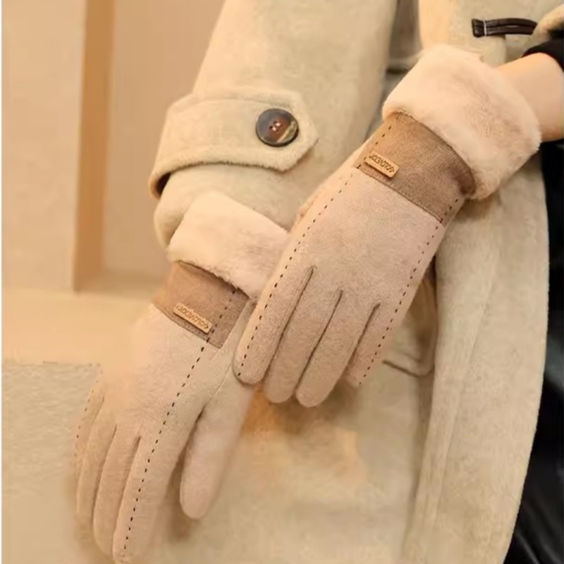 女性秋冬手套羊毛皮毛一体化保暖防风男士羊绒衬增厚自行车触摸屏