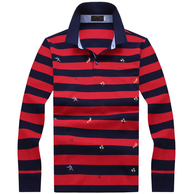 Hong Kong brand men's wear Long sleeve T-shirt pure cotton Easy Lapel Paul POLO business affairs stripe T-shirt clothesin the Men's clothing, T-shirt  category - from Buy2taobao.com to provide professional Taobao agent buy service
