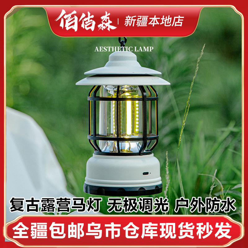 新疆包邮户外露营灯氛围灯续航野营地帐篷复古照明led挂式提马灯