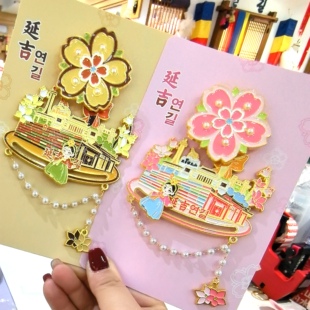 延吉文创公主冰箱贴旋转花瓣珍珠挂坠金属冰箱贴旅游纪念品伴手礼