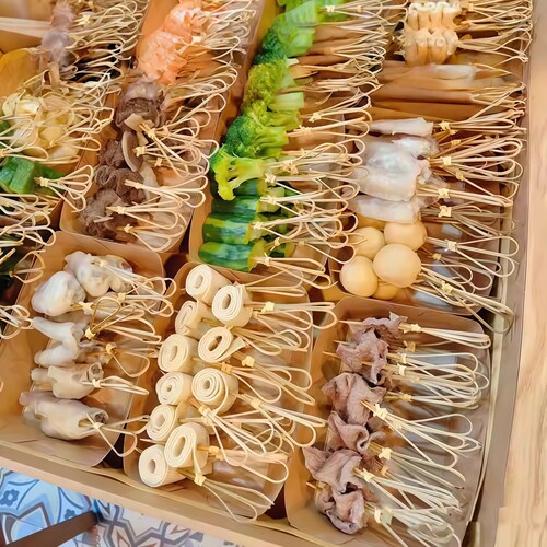 青色花关东煮竹签一次性儿童火锅短签专用麻辣烫钵钵鸡签子肉串签