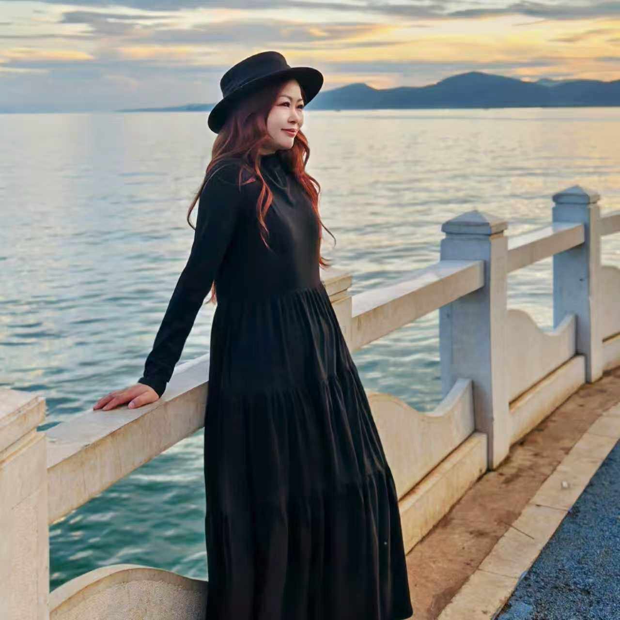 【董艺旅行穿搭】若水·针织打底裙长袖打底衣秋冬百搭穿搭