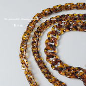 饰链 包包装 vintage豹纹亚克力树脂链 撞色复古手工可拆卸粗链条