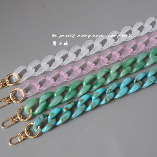 2022亚克力包链 夏日糖果色链子配件宽肩带亚克力包带树脂长链粗