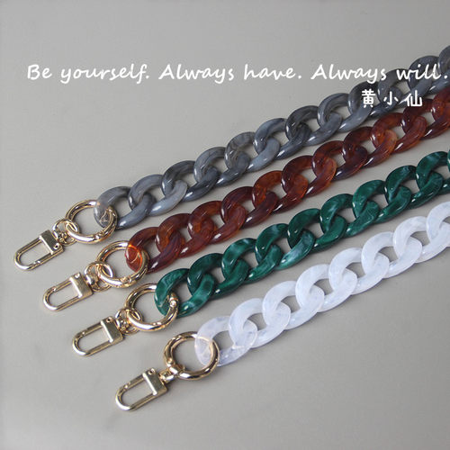 vintage彩色亚克力树脂链 撞色复古手工可拆卸粗链条 包包装饰链