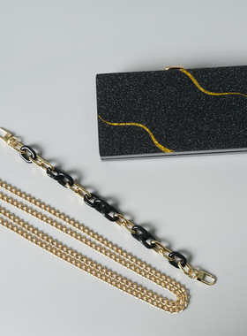 女士新款亚克力手提珠光色晚宴包 黑色亮片单肩斜挎包婚礼手拿包