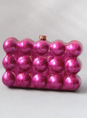 女士新款亚克力红色不规则晚宴包 百搭单肩斜挎包婚礼宴会手拿包