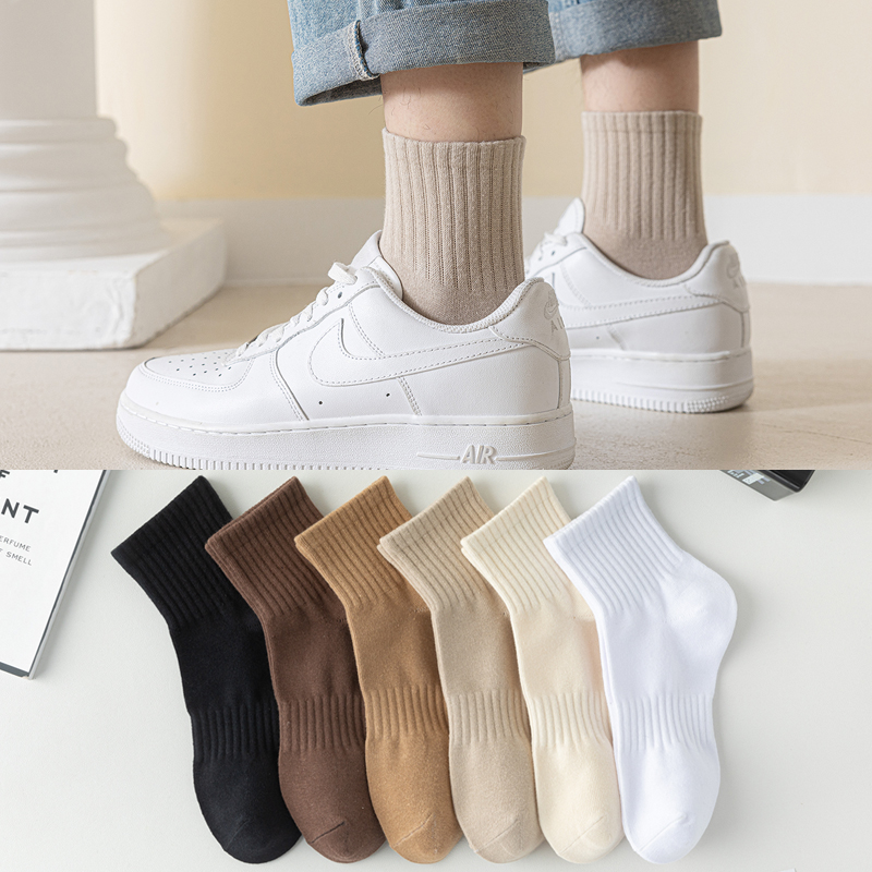 袜子男中筒纯棉秋冬款男士长袜日系纯色防臭吸汗男袜男生运动棉袜