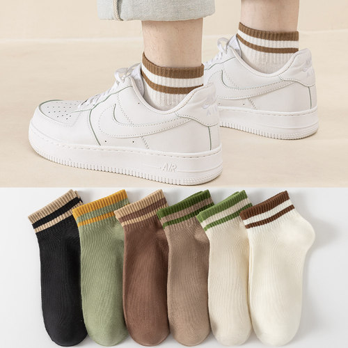 条纹袜子男款短袜秋冬男士中筒吸汗防臭日系运动男袜春秋学生棉袜