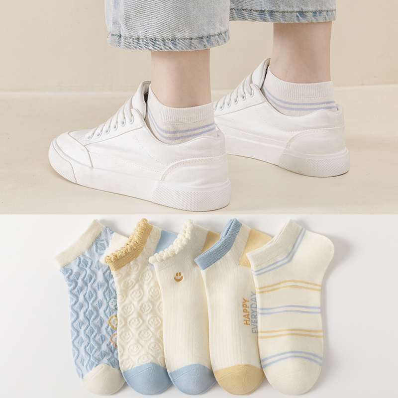 袜子女短袜纯棉夏季薄款女士日系可爱刺绣春秋款网红韩版学生船袜