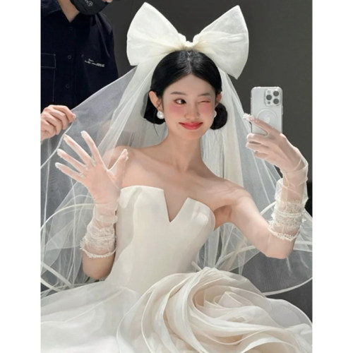 时尚新娘蝴蝶结减龄头纱