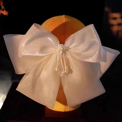 超仙森系珍珠蝴蝶结新娘发饰