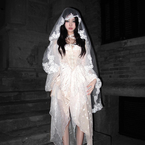 cos头纱头饰百搭复古蕾丝精致