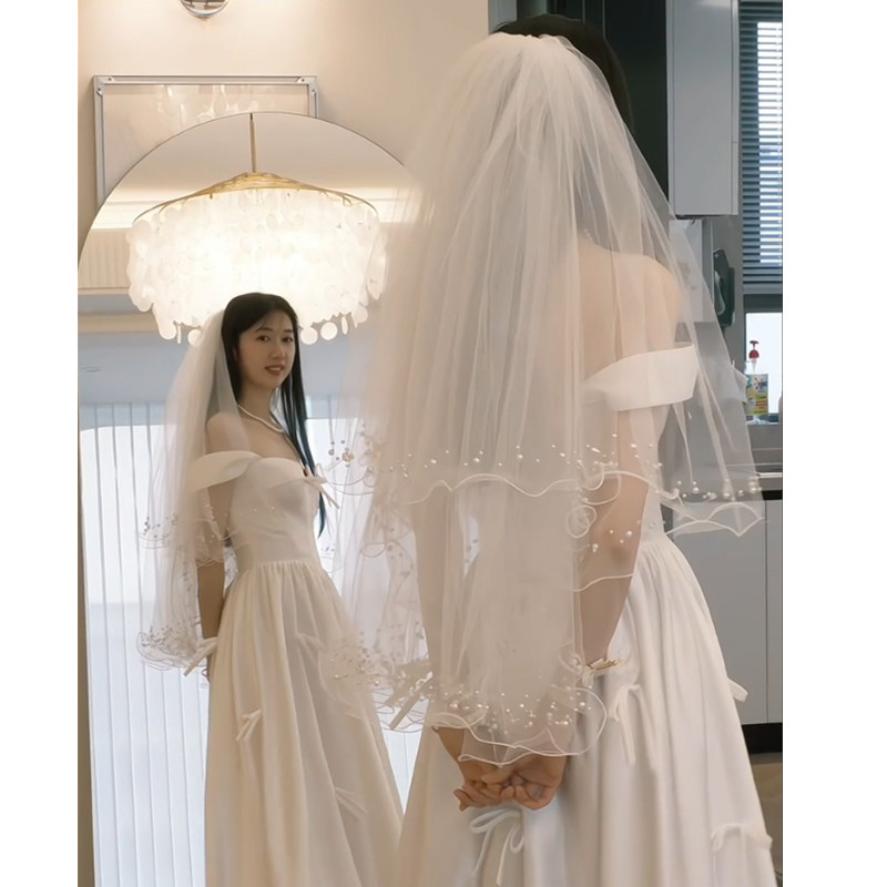 超仙头纱小白裙绝美配饰高级感