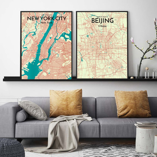 北京上海有框墙壁客厅装饰画