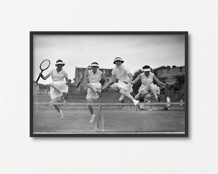 装饰画有框画挂画墙壁网球女士女子网球黑白摄影体育球馆