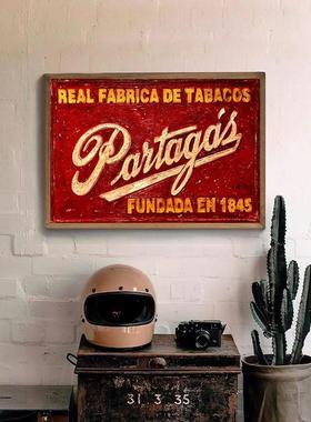 装饰画挂画复古怀旧美式中古风雪茄吧CIGARS古巴雪茄厂酒吧艺术