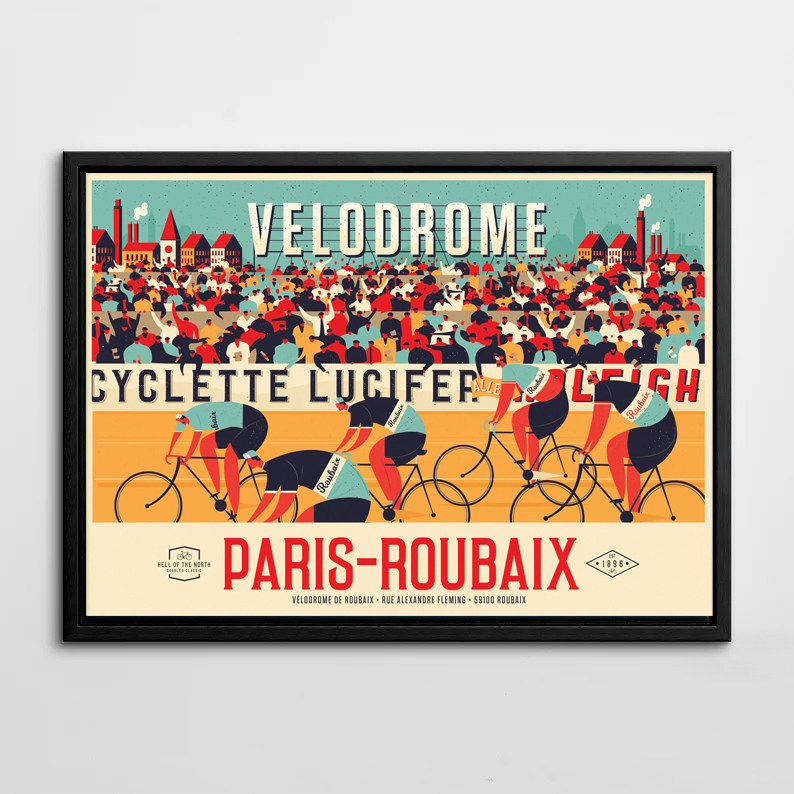 装饰画有框挂画墙壁复古怀旧插画版画自行车环法海报骑车骑行体育
