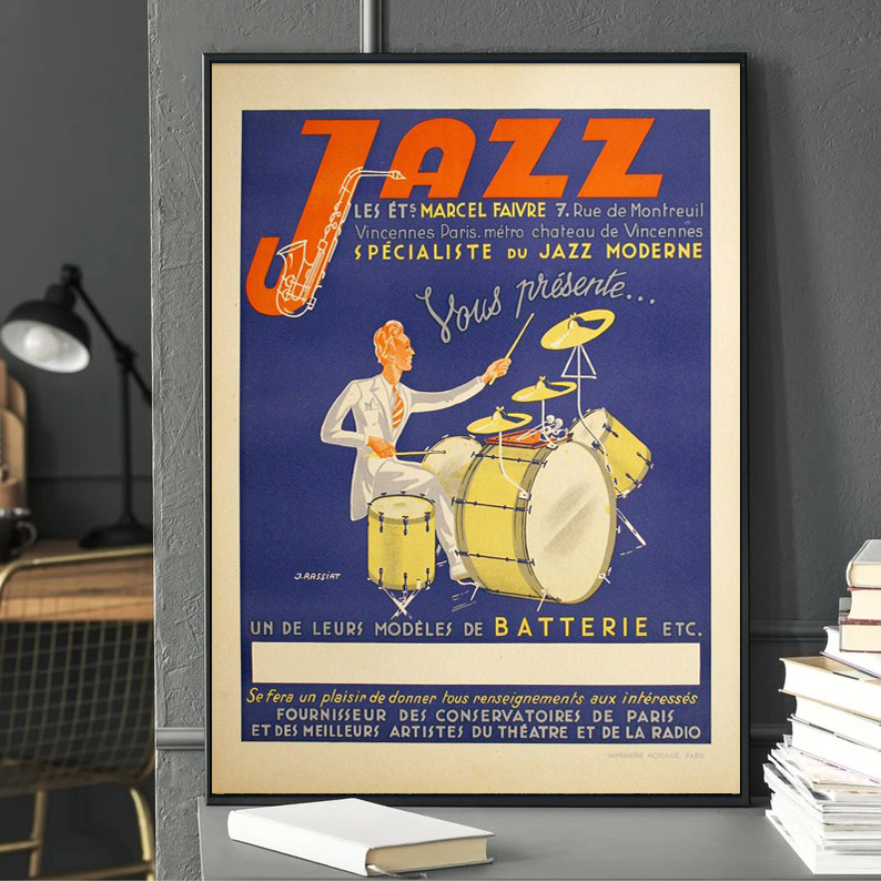 经典咖啡馆音乐琴行复古风挂画