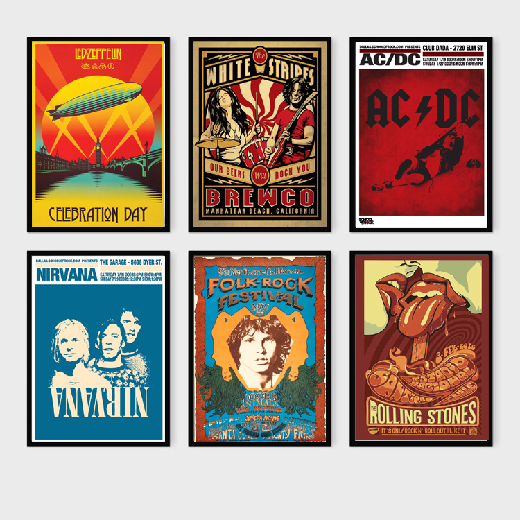摇滚乐队专辑封面复古怀旧风挂画