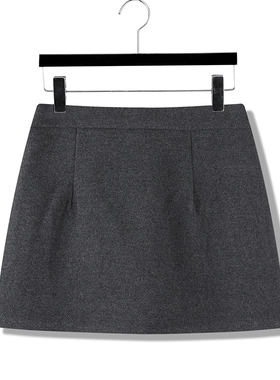 36CM深灰色a字短裙西装加厚磨毛高腰显瘦包臀半身裙2025秋冬新款