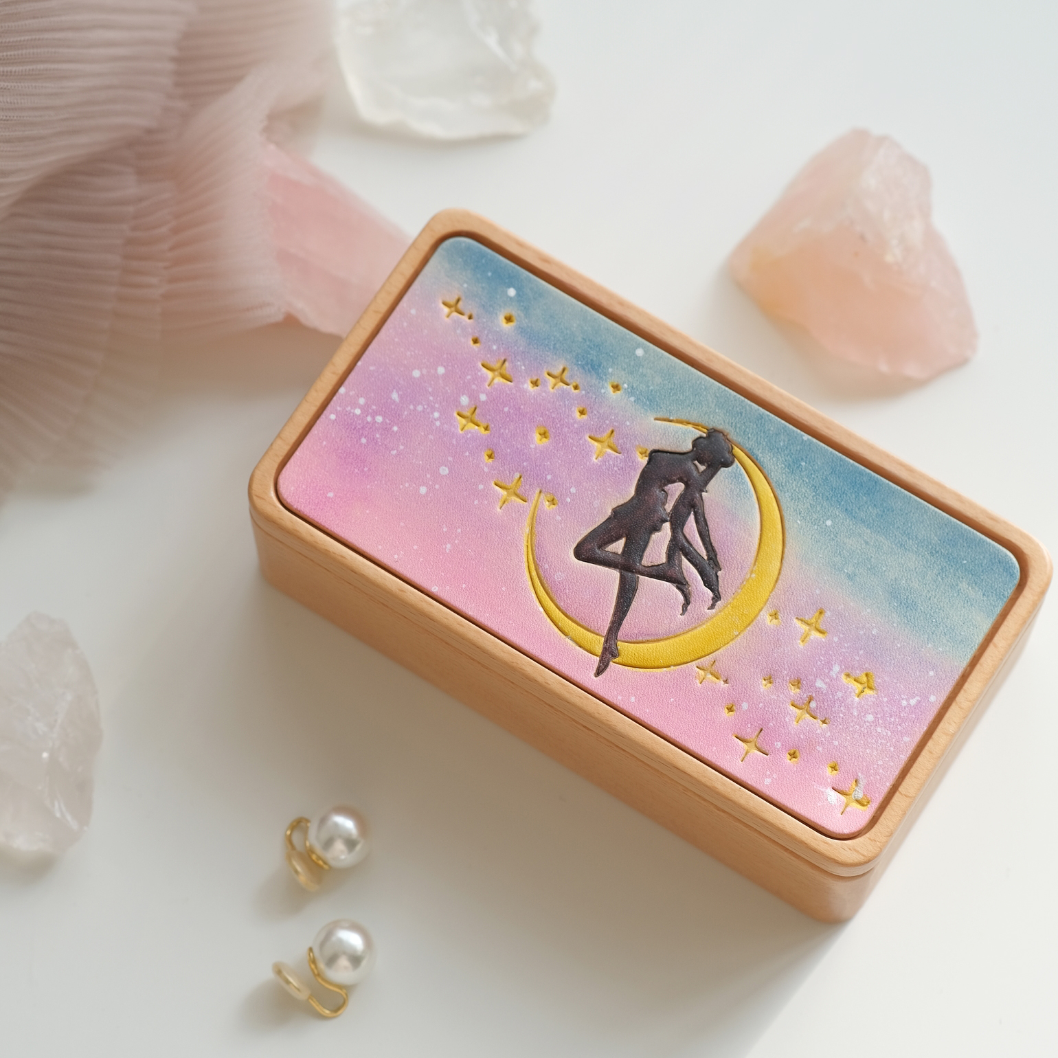 实木首饰盒手工牛皮DIY手工