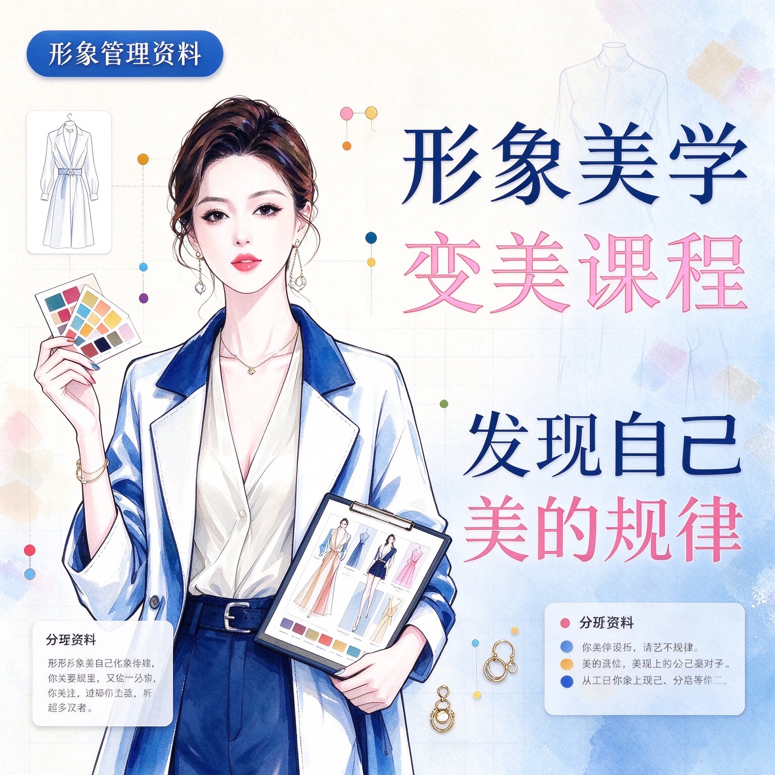 形象美学管理视频课程服装搭配教程穿搭提升变美脸型发型玩转色彩
