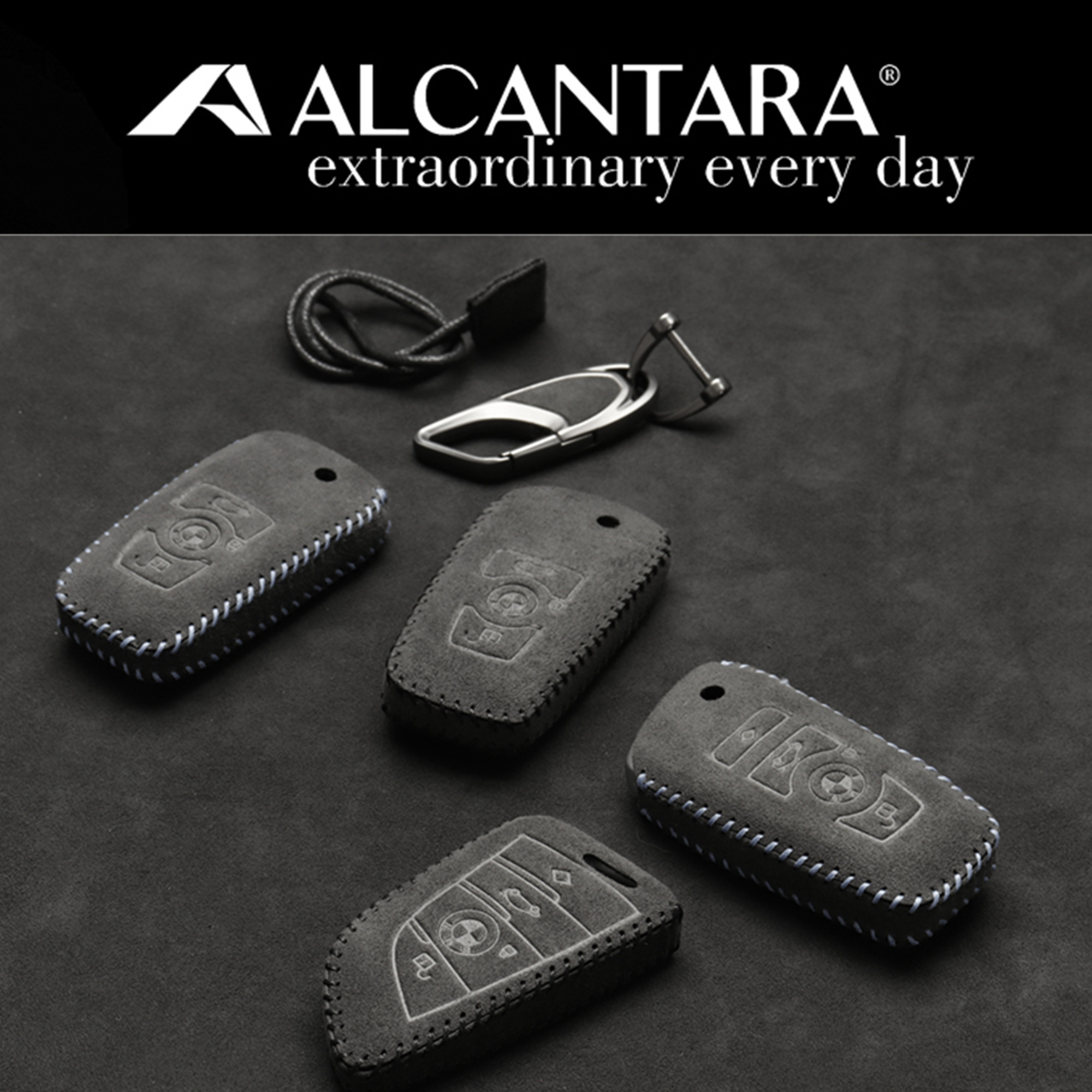 翻毛皮alcantara宝马钥匙包