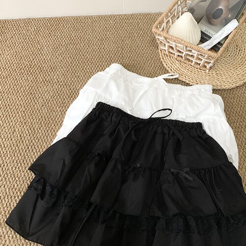 法式蝴蝶结半身裙女夏季甜美小个