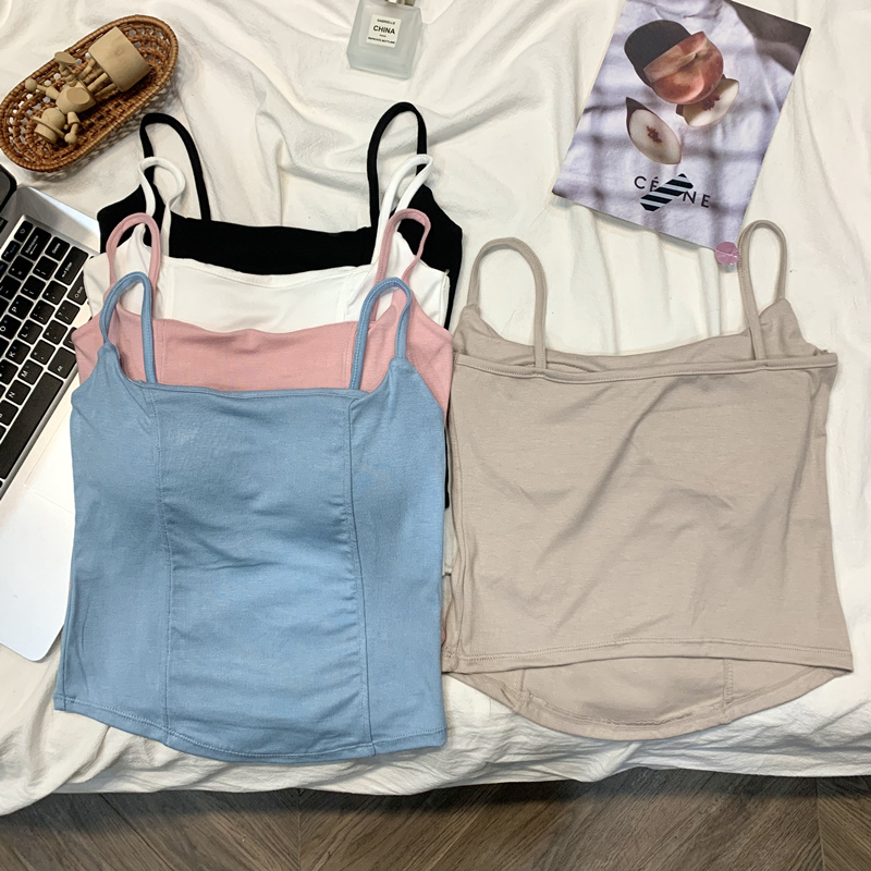 带胸垫不规则吊带辣妹内搭外穿