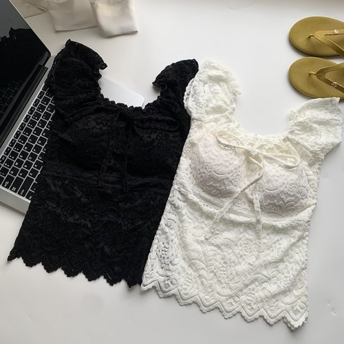 纯欲性感甜美辣妹一字肩蕾丝衫