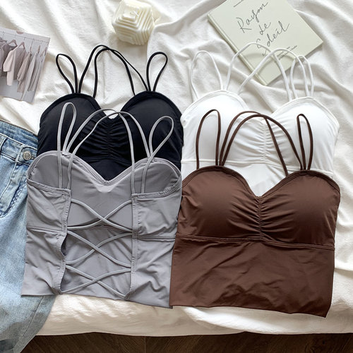 交叉美背冰丝内搭吊带背心