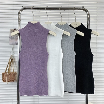 修身紫色春季工字打底衫高领辣妹