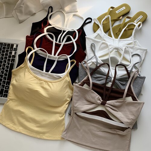 撞色拼接假两件吊带背心女春夏