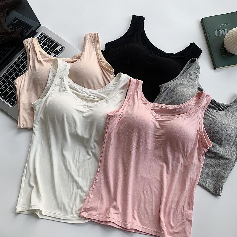 吊带背心女带胸垫免穿文胸薄款大码运动罩杯一体式内衣女无痕瑜伽