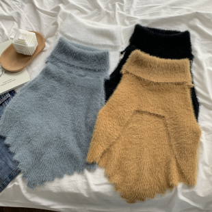 纯欲风挂脖毛毛吊带背心女秋冬皮草内搭性感辣妹毛衣打底针织上衣