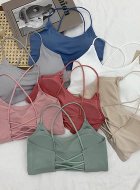 夏季冰丝薄款裹胸白色抹胸无钢圈内搭内衣女打底美背吊带背心文胸